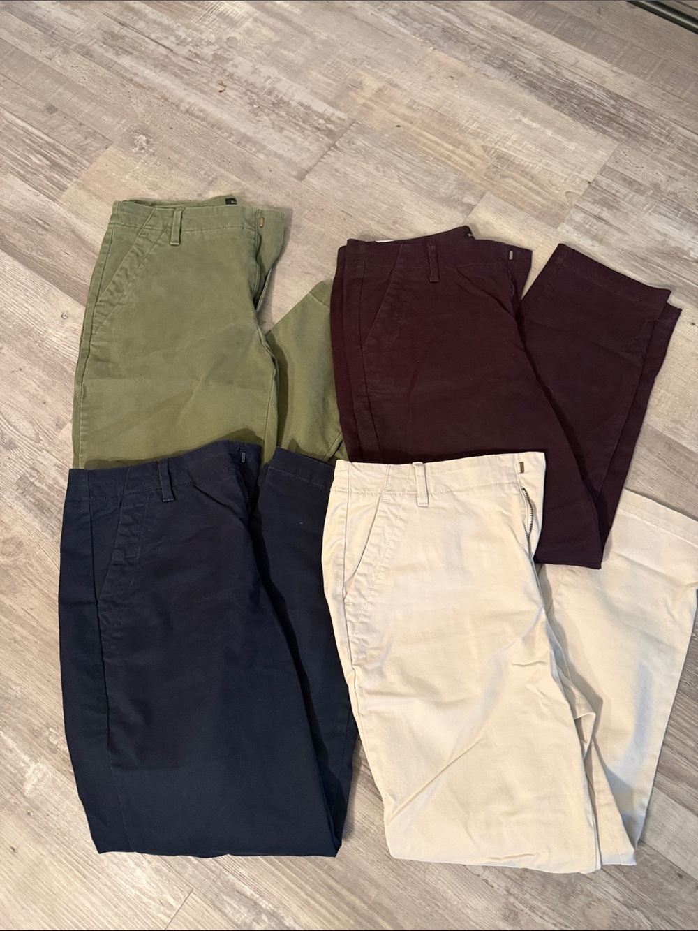 Banana Republic womens Chinos in Olive, Eggplant , Navy & Khaki